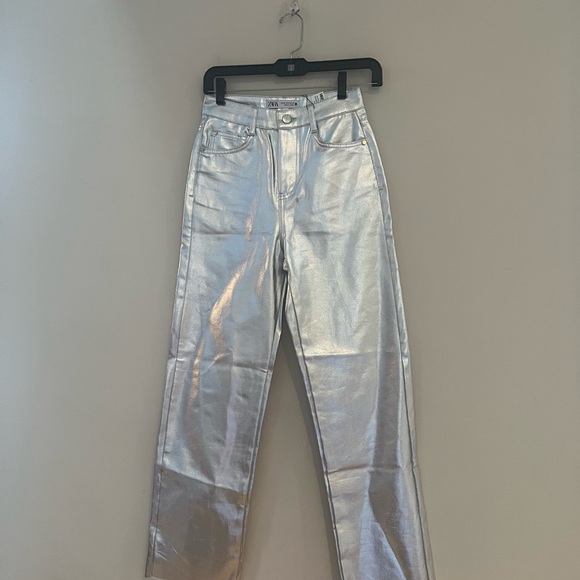 Zara woman’s Silver Wide Leg Pants - Picture 8 of 13